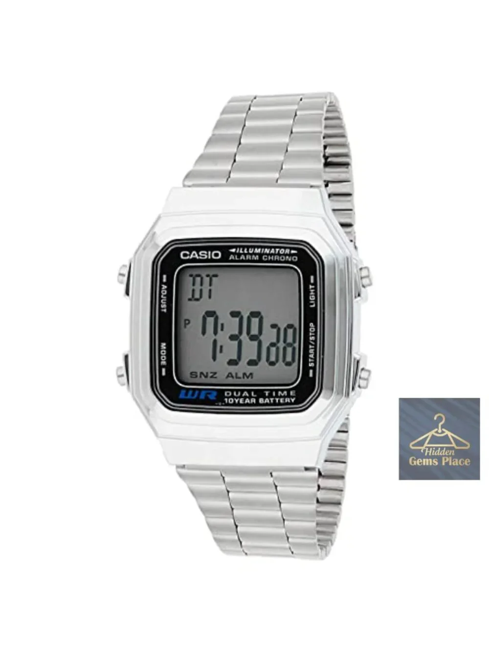 Men's Vintage Quartz Watch Stainless Steel Bracelet Square Digital Dial